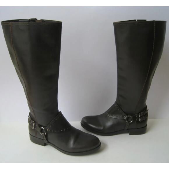 GEOX Repspira Alanis Dark Brown Black Leather Studded Riding Boots Shoes 39 - Picture 14 of 14